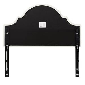 English Elm Jennifer Taylor Home - Catherine Upholstered Queen Headboard in Antique White Woven Fabric — Handcrafted, Durable, Adjustable Comfort B2719P238658