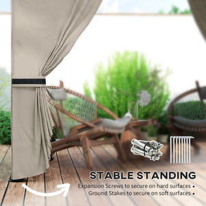 English Elm Double Tier Outdoor Gazebo with Arched Windows Steel Frame and Uv Resistant Polyester Canopy Light Gray T3971P426840