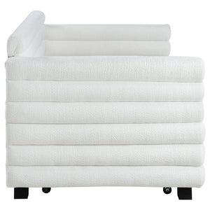 English Elm Fandango Boucle Upholstered Twin Daybed with Trundle Pull Out for Modern Bedrooms B062S01631