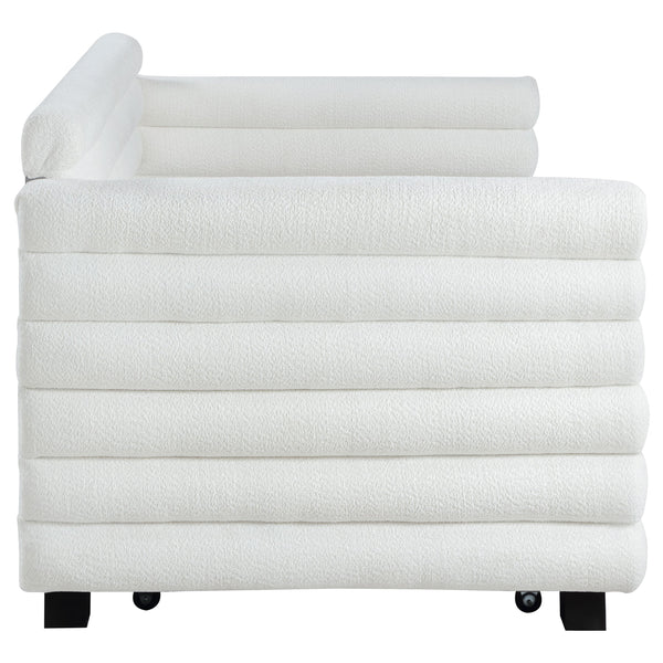 English Elm Fandango Boucle Upholstered Twin Daybed with Trundle Pull Out for Modern Bedrooms B062S01631