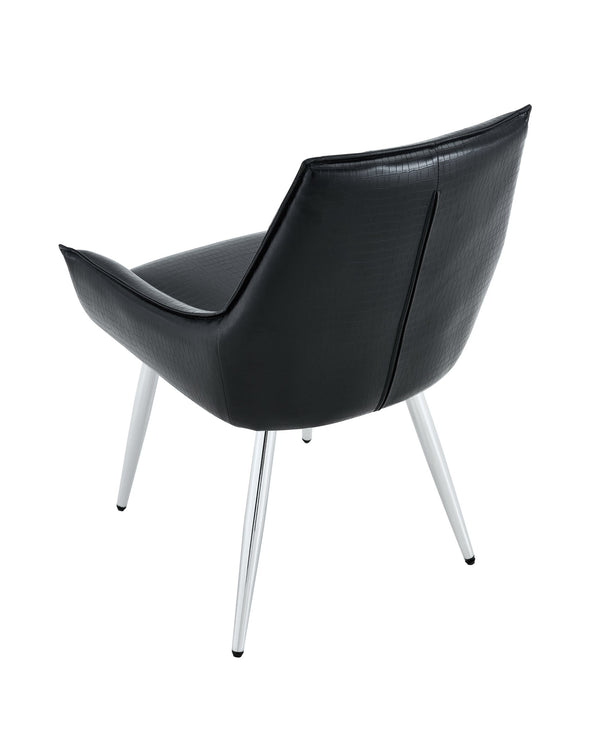 English Elm Crocodile Textured Pu Leather Accent Chair Diamond Tufted with Chrome Metal Legs W3493P456316