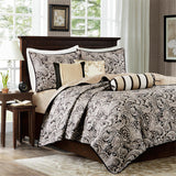 Aubrey Traditional 6 Piece Jacquard Quilt Set with Throw Pillows