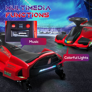 English Elm Aosom Kids Battery Powered Drift Kart with Led Lights Music and Slow Start Feature W2225P217181