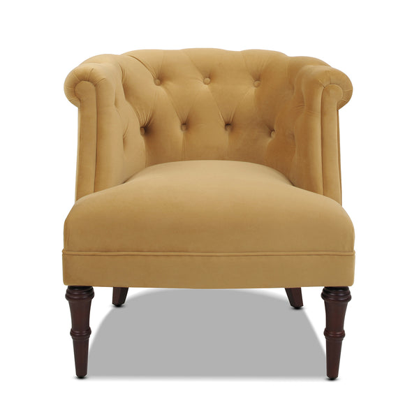 English Elm Jennifer Taylor Home - Katherine Tufted Accent Chair in Gold Velvet Upholstery — Handcrafted Solid Hardwood Frame, Luxe Comfort Yellow B2719P238176