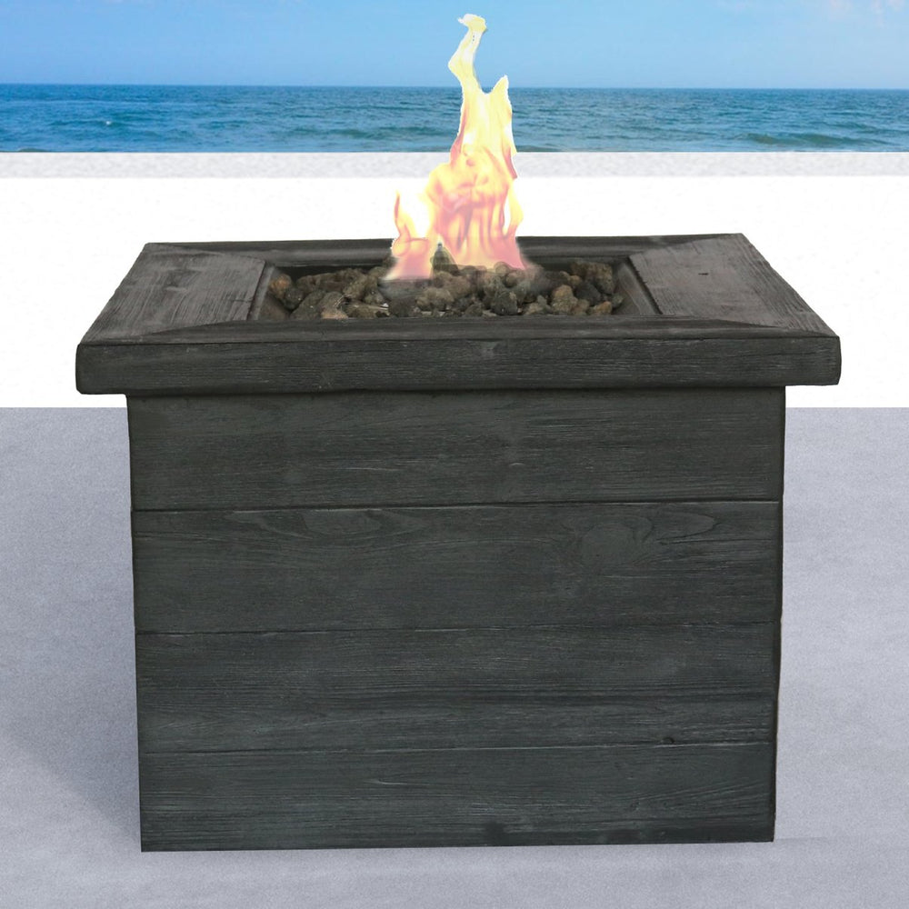 English Elm Fiber Reinforced Concrete Square Propane Fire Pit Table for Outdoor Patios B120P197831