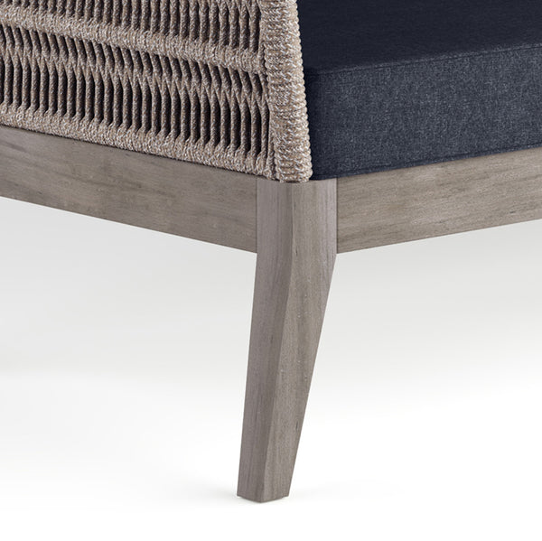 English Elm Santiago Outdoor Sofa in Slate Grey — Handcrafted Aluminum & Acacia Wood, Water-Repellent Cushions, Removable Covers B136P159396