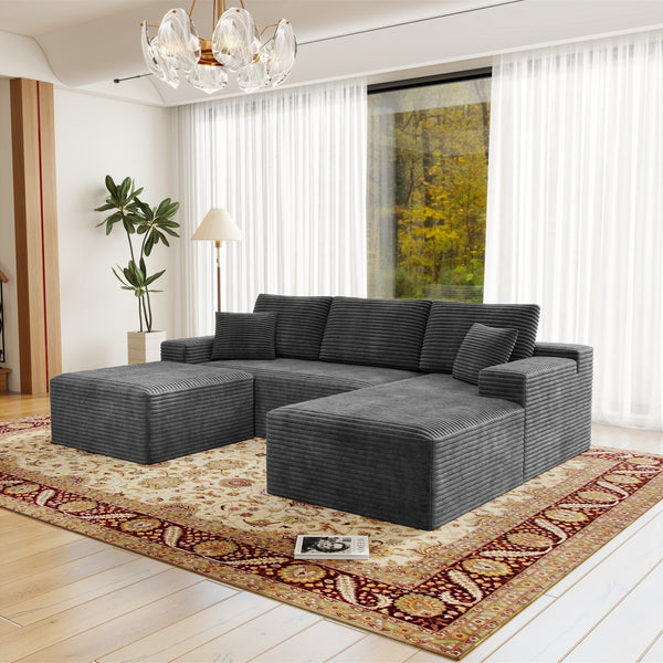 English Elm 104.3*70.8"Modular 104.3*70.8" Modular Sectional Sofa - Plush Corduroy 3-Piece Set For Effortless Living Room Style W3819S00110