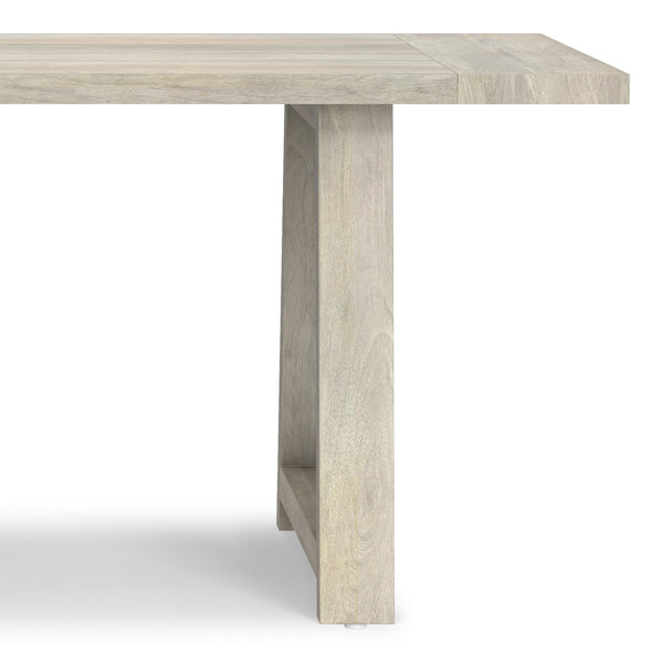 English Elm Whitley Solid Mango Wood Farmhouse Dining Table Trestle Base Seats Six White B136P420748
