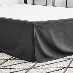 English Elm Weekender 14" Microfiber Bed Skirt King - Black, Wrinkle & Fade Resistant, Secure No-Show Fit B350P394968