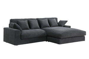English Elm Astra Reversible Corduroy Sectional Sofa with Chaise Six Pillows Living Room B2749S00233