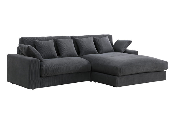English Elm Astra Reversible Corduroy Sectional Sofa with Chaise Six Pillows Living Room B2749S00233