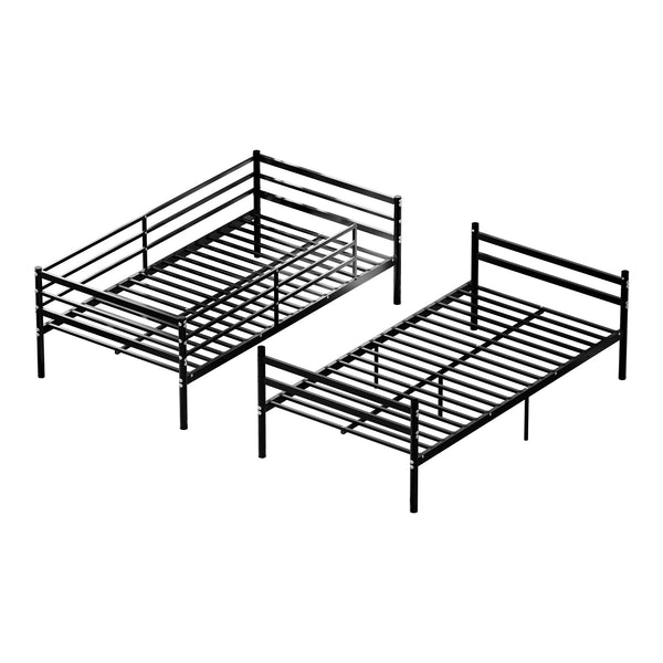 English Elm Bunk Bed Twin Over Heavy Duty Iron Frame with Guardrail for Teens and Adults W3752P464299