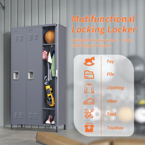 English Elm 3 Door 72"H metal lockers with locks — durable steel storage cabinet for gym, office, school security and organization T2398P151995