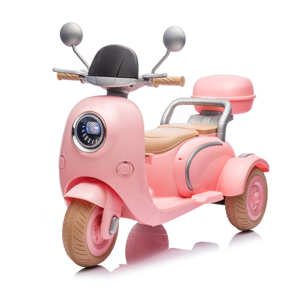 English Elm 12v Dual Motor Two Seater Kids Electric Ride on Motorcycle with Bluetooth Led and Trunk Pink W1578P268012