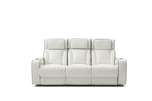 English Elm Lumin Power Reclining Home Theater Sofa with Led Lighting and Wireless Charging Pad White B078P497931