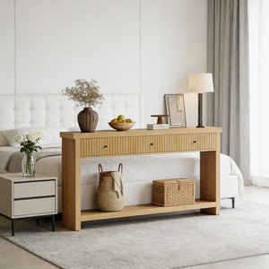 English Elm Coffee Console Table Industrial Metal Frame Vintage Wood Grain 2 Tier Entryway Sofa T3971P447512
