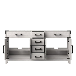 English Elm White Oak Double Bath Vanity - 60" W X 22" D, Elegant Storage, Soft-Close Features, Fully Assembled B2731P259865-GIGA