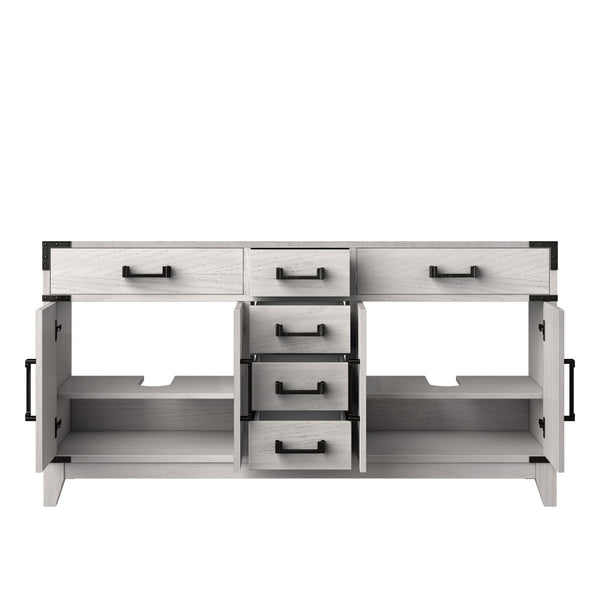 English Elm White Oak Double Bath Vanity - 60" W X 22" D, Elegant Storage, Soft-Close Features, Fully Assembled B2731P259865-GIGA