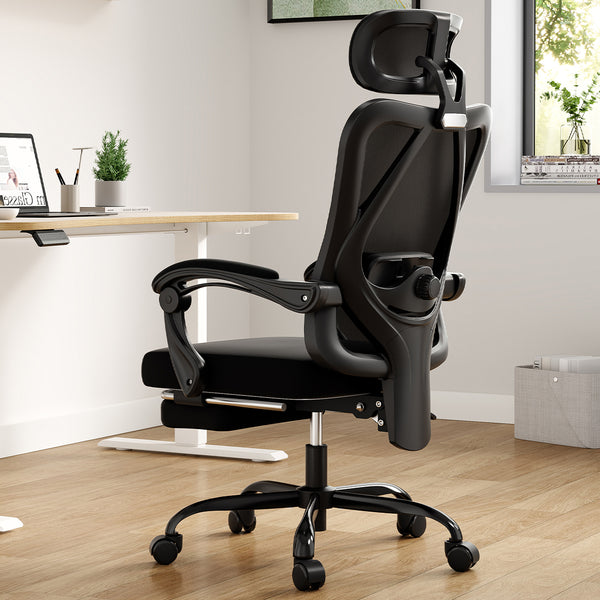 English Elm Ergonomic Office Chair With Adjustable Footrest, Breathable Mesh Design For Ultimate Comfort & Support T3623P380948