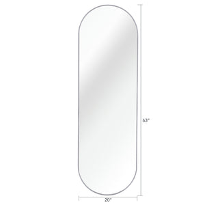 English Elm Silver 63 x 20in Pill Shaped Full-Length Mirror – 4mm HD Shatterproof Glass, Aluminum Frame, Easy Install W2203P230583