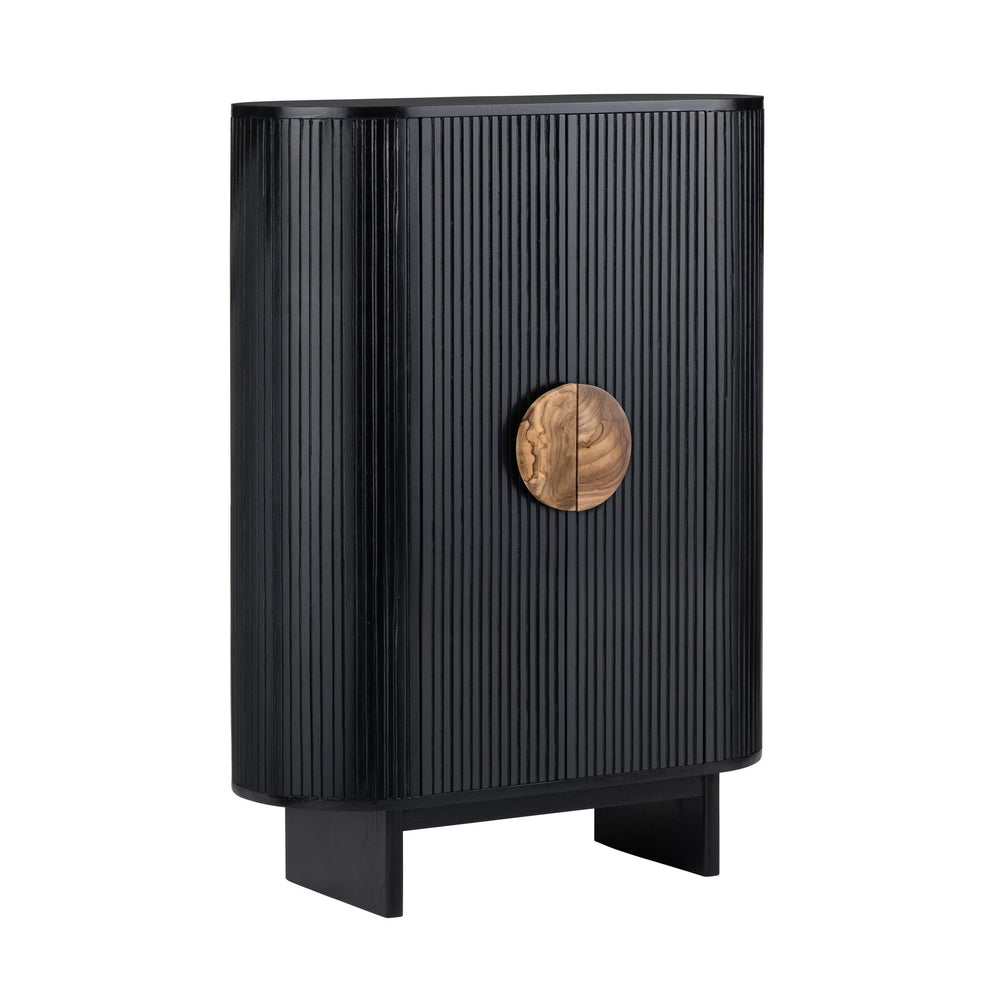 Crestview Collection Transitional 2-door Wood Cabinet With Stylish Black Finish, Oversized Pulls & Ample Storage Space Black Solid Wood Cvfdr1172