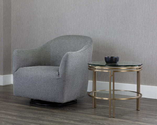 Sunpan Andros End Table - Elegant Art-Deco Design with Tempered Glass Top and Versatile Storage Shelf Antique Brass