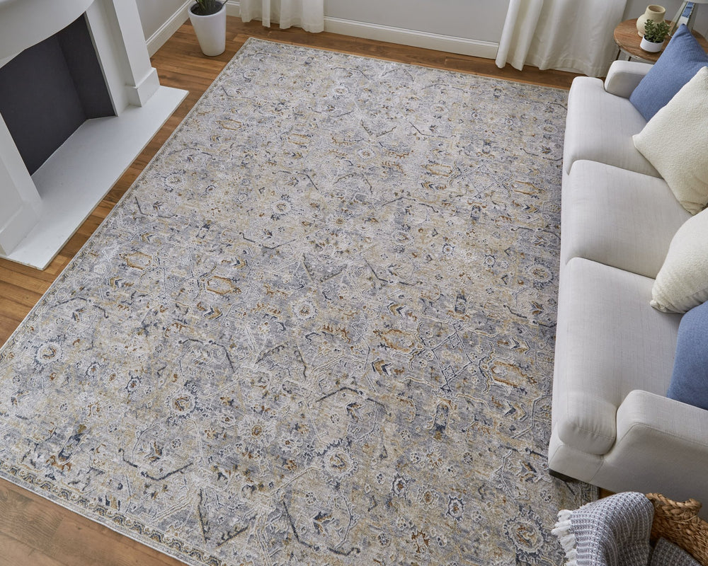 Feizy Rugs Pasha Global Charm Rug – Vibrant Machine-made Polyester, Pet-friendly, Low Pile For Any Space Ivory,Blue,Tan Polyester Pas39m6fivymlth04