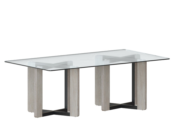 Sunpan Glass Dining Table Top - Rectangular Clear Tempered Design for Denver, Lianne, London Bases 86.5"