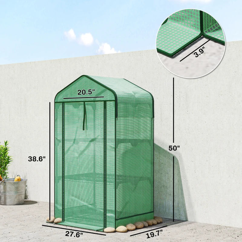 English Elm Portable Three Tier Mini Greenhouse with Uv Pe Cover for Balcony Patio Garden Green+Dark Green T3971P468257