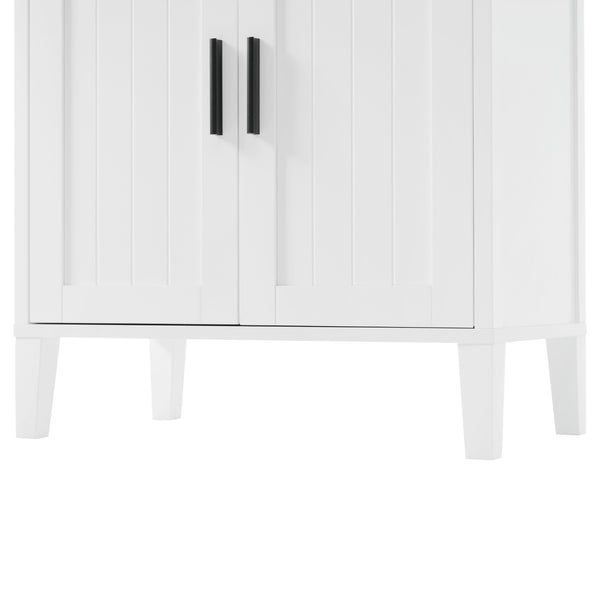 English Elm 70.9" High Freestanding Tall Bathroom Cabinet with Soft-Close Doors, Drawer & Adjustable Shelves for Organized Living White N729P272001K