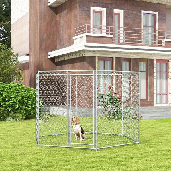 English Elm Pawhut Galvanized Steel Outdoor Dog Run with Lockable Door for Large Breeds W2225P173779