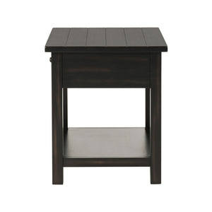 English Elm Wood Pine End Table with Open Shelf Rustic Farmhouse Living Room Accent Piece B016P472926