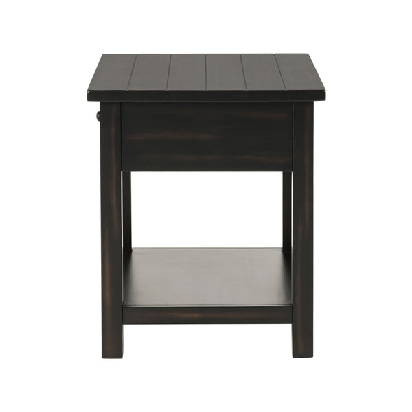 English Elm Wood Pine End Table with Open Shelf Rustic Farmhouse Living Room Accent Piece B016P472926