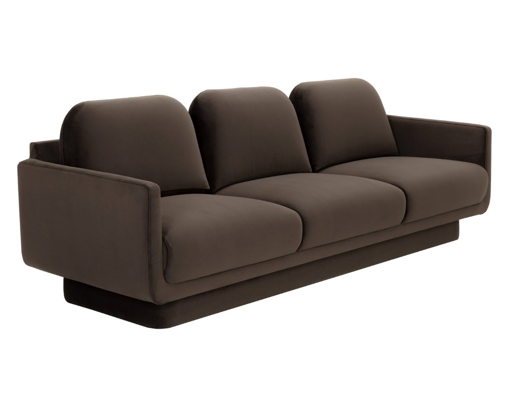 Sunpan EVERTON Sofa - Retro-Inspired Meg Dark Brown Design with Plush Cushions for Ultimate Comfort 111511