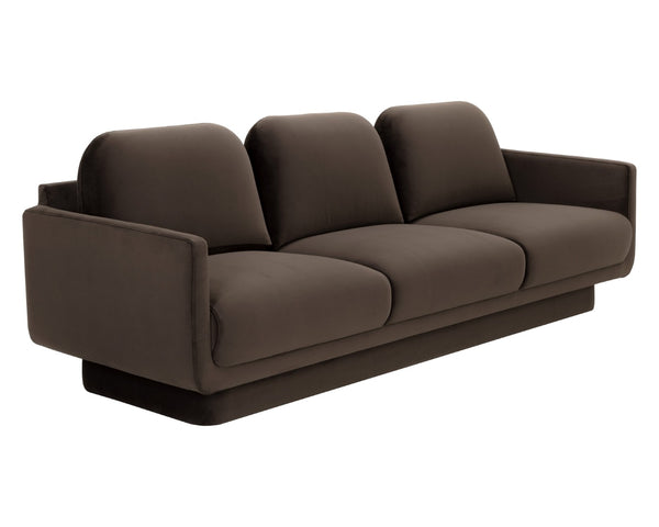 Sunpan EVERTON Sofa - Retro-Inspired Meg Dark Brown Design with Plush Cushions for Ultimate Comfort 111511