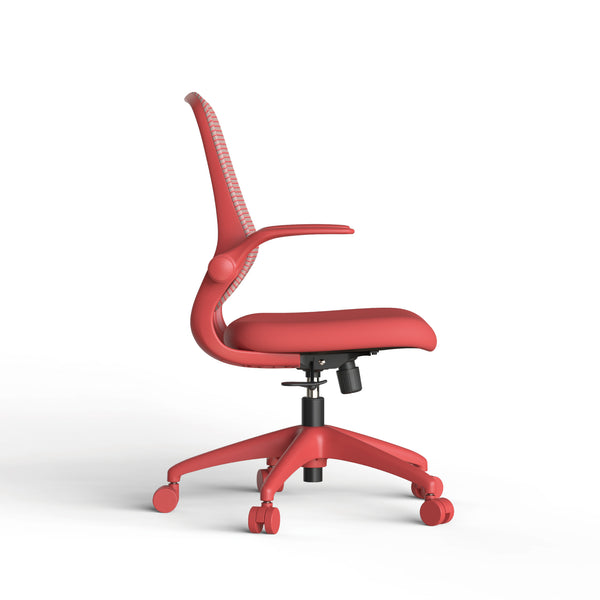English Elm Ergonomic Mesh Back Task Chair with Flip Armrests High Density Foam Seat 500lb Capacity Red W5280P464459