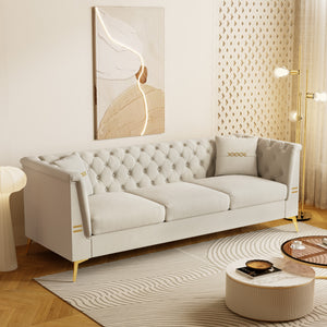 English Elm Fx-P83-Cw4 Stylish Faux Sherpa Sofa With 2 Pillows - Luxurious Comfort & Modern Design For Any Space W576S00222