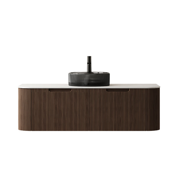 English Elm Dina Floating Bathroom Vanity with Crystal Glass Basin and Sintered Stone Top Black,Carrara White,Walnut W2615S00243
