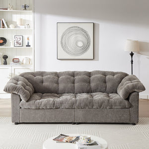 English Elm 99.2" Chenille Modern Deep Seat Sofa with Cloud-Like Cushioning, Zippered Arm Pads & Solid Wood Frame Grey W1193S00150