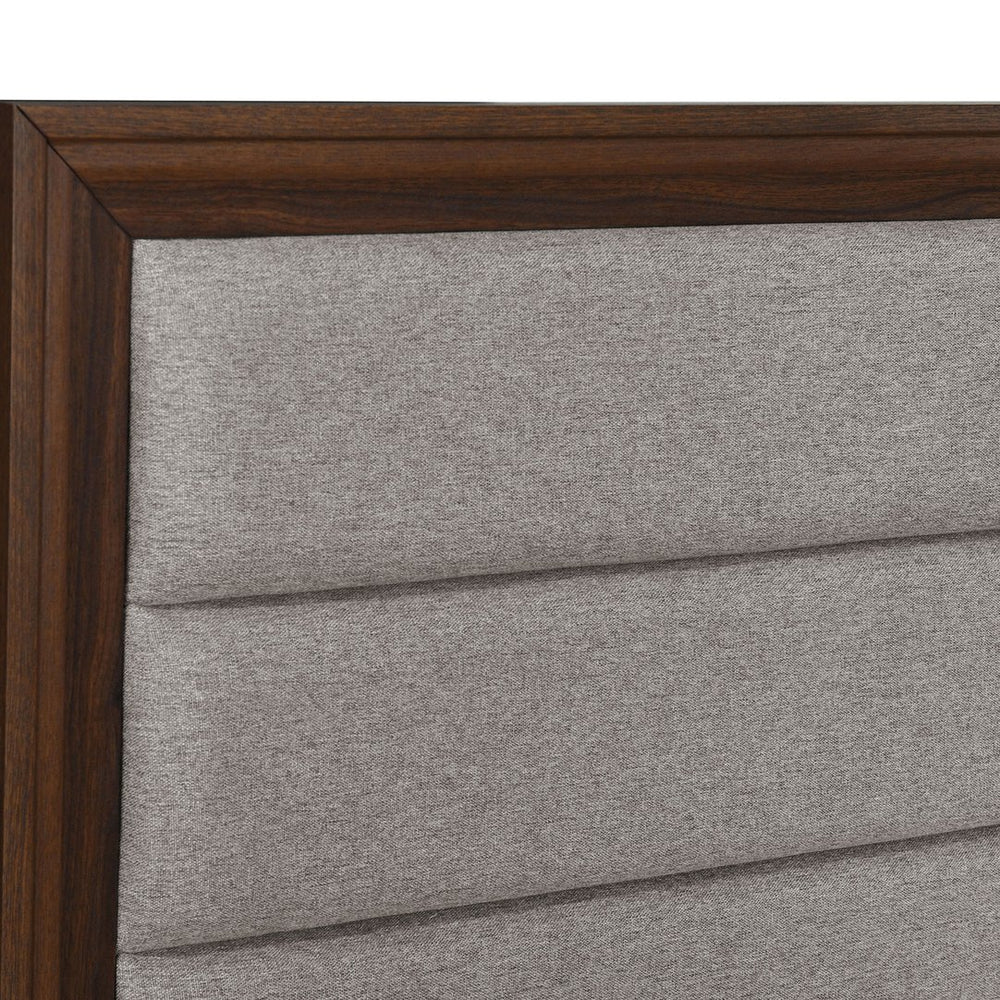 English Elm Anza Walnut Upholstered Queen Bed with Padded Headboard, Durable Laminate Finish, Scuff-Resistant Style B062S01312