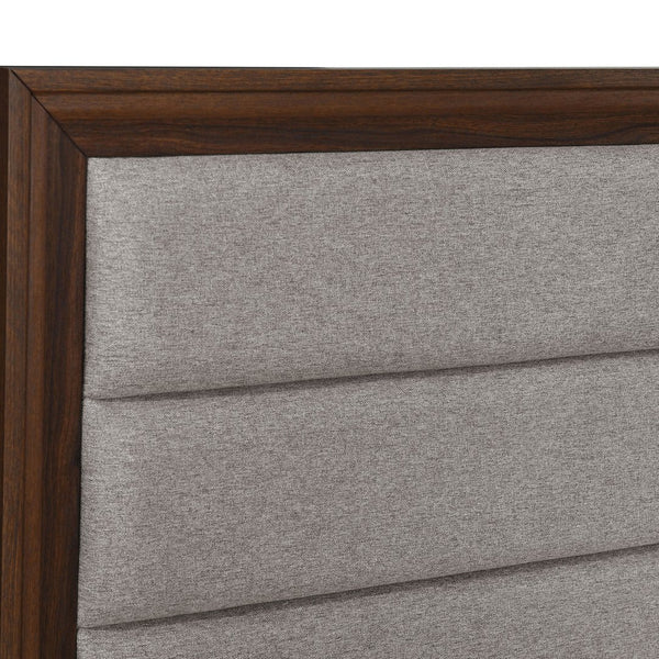 English Elm Anza Walnut Upholstered Queen Bed with Padded Headboard, Durable Laminate Finish, Scuff-Resistant Style B062S01312
