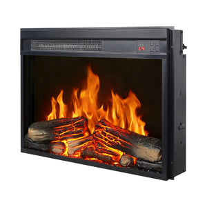 English Elm 23 Inch Electric Fireplace Insert Ultra Thin Led Log Flame Heater with Remote Timer W1769P345281