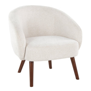 English Elm Contemporary Cream Upholstered Lounge Chair with Walnut Legs for Bedroom Reading B202P223424