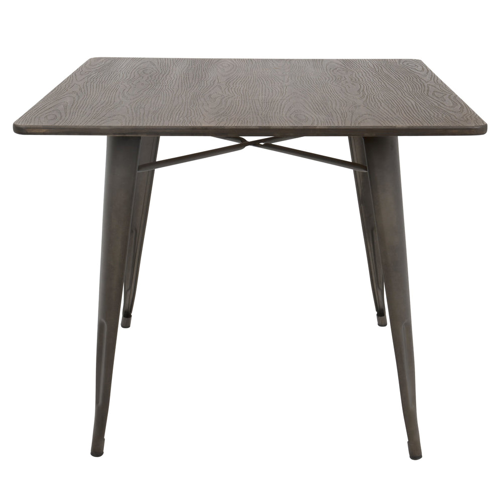 English Elm 36"-farmhouse Square Bamboo Dining Table Seats Four with Industrial Metal Base B202P223352