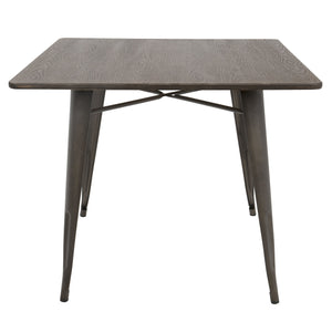English Elm 36"-farmhouse Square Bamboo Dining Table Seats Four with Industrial Metal Base B202P223352