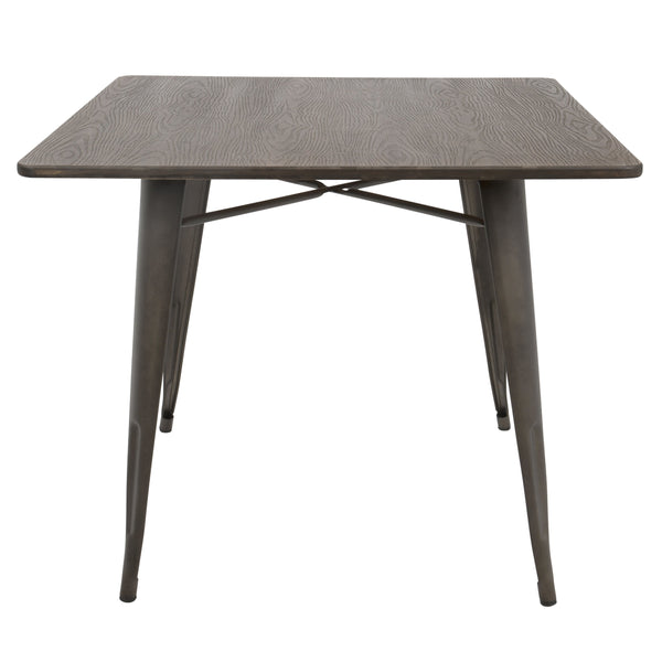 English Elm 36"-farmhouse Square Bamboo Dining Table Seats Four with Industrial Metal Base B202P223352
