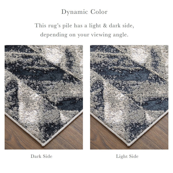 Feizy Rugs Micah Modern Low Pile Chevron Area Rug - Soft, Stain Resistant, Perfect For High Traffic Spaces Black,Gray,Silver Polyester,Polypropylene 6943048fgryslvg22