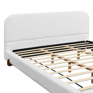 English Elm Unique White Fabric Upholstered California King Bed with Solid Rubberwood Legs N769C460502W