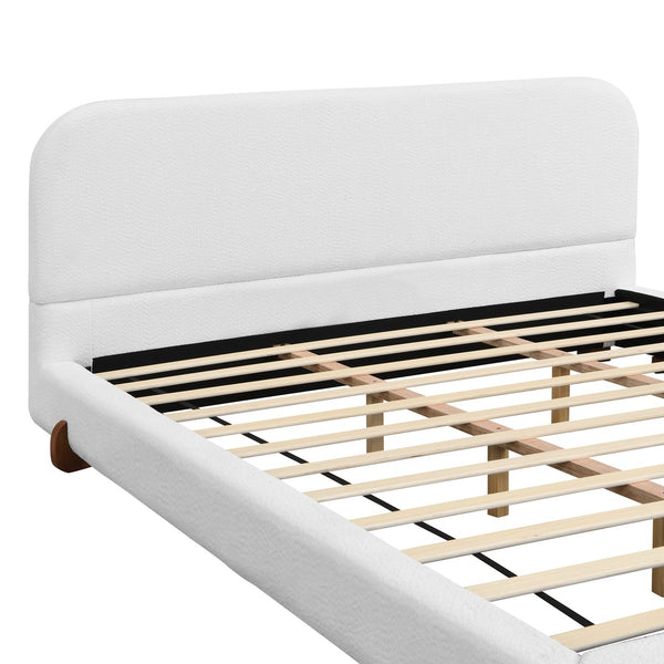 English Elm Unique White Fabric Upholstered California King Bed with Solid Rubberwood Legs N769C460502W