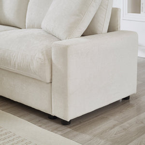 English Elm 103.54" L-shaped Modular Sectional with Ottoman Storage Polyester Cloud Sofa Beige W1669S00051